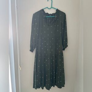 Madewell Dark Green Floral Long Sleeve Dress